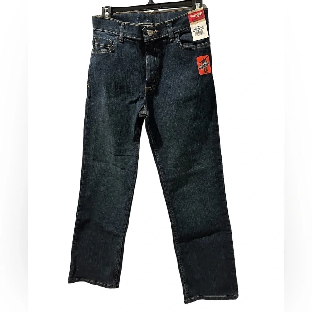 Wrangler Authentics-Boys Five pocket Jeans size 14 Regular Drk Wash ZBSCBM2